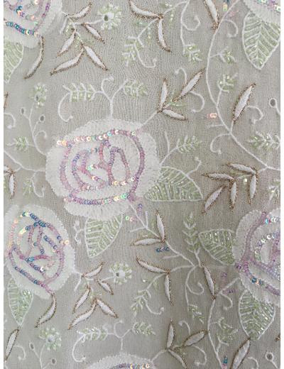 Chhangamal Hand Embroidered White Colour Pure Georgette Chikankari Kurta Dupatta Piece