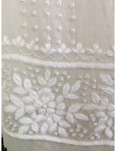 Chhangamal Hand Embroidered White Colour Pure Georgette Chikankari Kurta Dupatta Piece