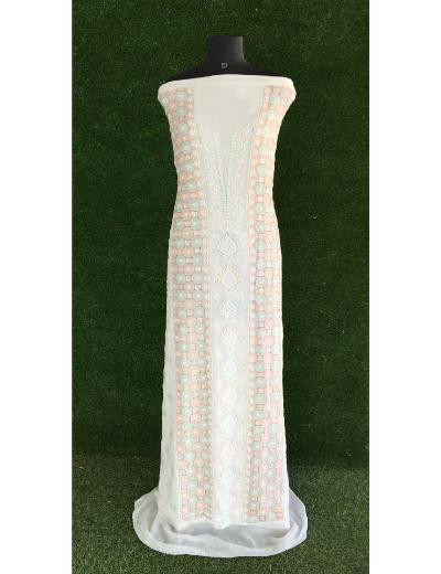 Chhangamal Hand Embroidered White Colour Pure Georgette Chikankari Kurta Dupatta Piece