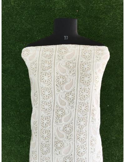 Chhangamal Hand Embroidered White Colour Pure Georgette Chikankari Kurta Dupatta Piece