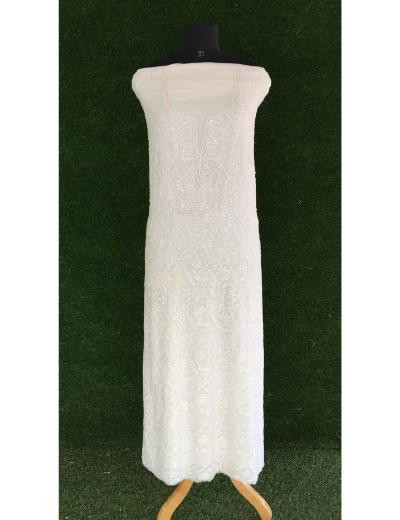 Chhangamal Hand Embroidered White Colour Pure Georgette Chikankari Kurta Dupatta Piece