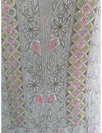 Chhangamal Hand Embroidered White Colour Pure Georgette Chikankari Kurta Dupatta Piece