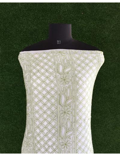 Chhangamal Hand Embroidered White Colour Pure Georgette Chikankari Kurta Dupatta Piece