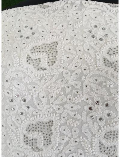 Chhangamal Hand Embroidered White Colour Pure Georgette Chikankari Kurta Dupatta Piece