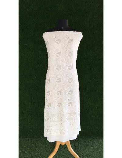 Chhangamal Hand Embroidered White Colour Pure Georgette Chikankari Kurta Dupatta Piece