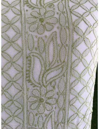 Chhangamal Hand Embroidered White Colour Pure Georgette Chikankari Kurta Dupatta Piece