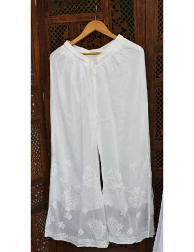 Chhangamal Hand Embroidered White Colour Pure Georgette Chikankari Kurta Set
