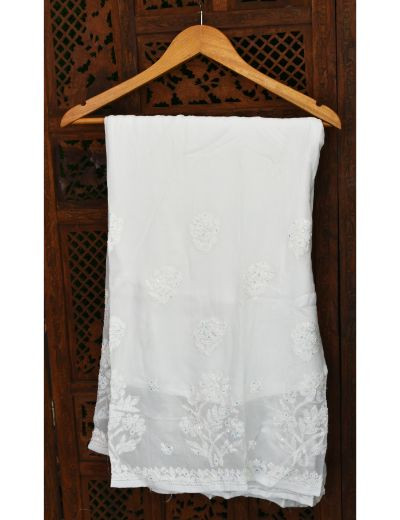 Chhangamal Hand Embroidered White Colour Pure Georgette Chikankari Kurta Set