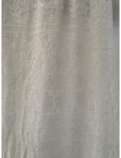 Chhangamal Hand Embroidered White Colour Pure Georgette Chikankari Saree