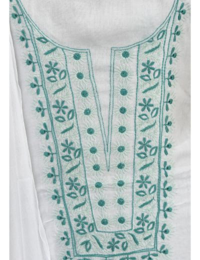 Chhangamal Hand Embroidered White Colour Unstitched Modal Chikankari Suit Length