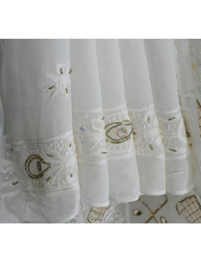 Chhangamal Hand Embroidered White Colour Unstitched Pure Georgette Chikankari Suit Length