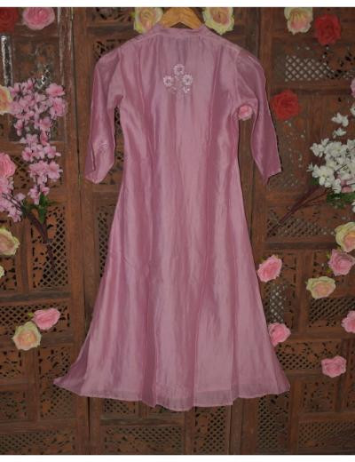 Chhangamal Hand Embroidered Women Dark Pink Colour Chanderi silk