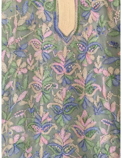 Chhangamal Hand Embroidered Women Gajri Colour Georgette Chikankari Top