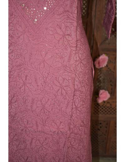 Chhangamal Hand Embroidered Women Light Maroon Colour Chanderi Mul Cotton