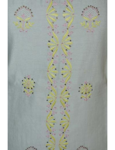 Chhangamal Hand Embroidered Women Off White Colour Cotton Chikankari Kurti