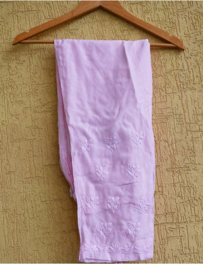 Chhangamal Hand Embroidered Womens Baby Pink Colour Chanderi Chikankari Kurta set