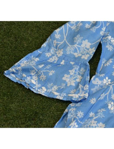 Chhangamal Hand Embroidered Womens Blue Colour Cotton Chikankari Kurti