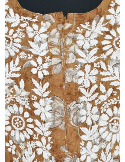 Chhangamal Hand Embroidered Womens Brown Colour Cotton Printed Chikankari Kurti