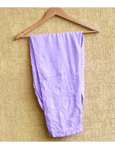 Chhangamal Hand Embroidered Womens Lavender Colour Chanderi Chikankari Kurta set