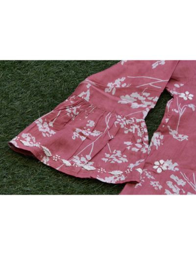 Chhangamal Hand Embroidered Womens Onion Pink Colour Cotton Chikankari Kurti