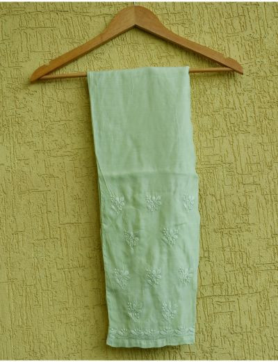 Chhangamal Hand Embroidered Womens Pistachio Green Colour Chanderi Chikankari Kurta set