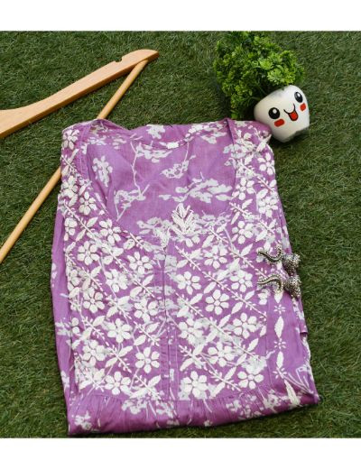 Chhangamal Hand Embroidered Womens Purple Colour Cotton Chikankari Kurti