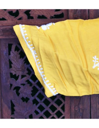 Chhangamal Hand Embroidered Womens Yellow Colour Modal Chikankari Top