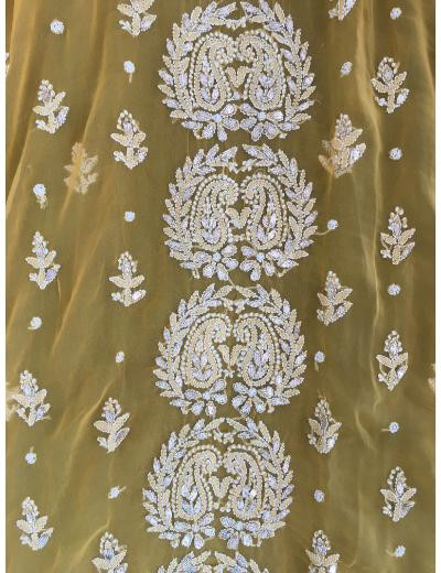 Chhangamal Hand Embroidered Yellow Colour Georgette Chikankari kurti