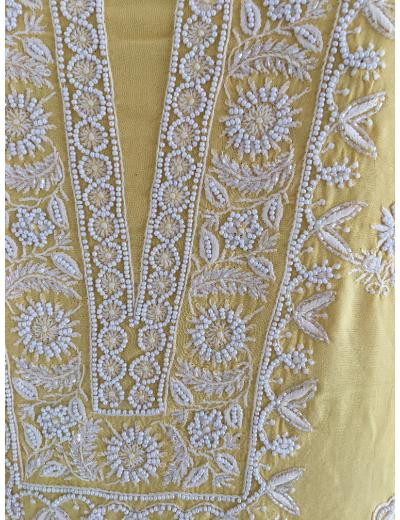 Chhangamal Hand Embroidered Yellow Colour Modal Chikankari Suit Piece