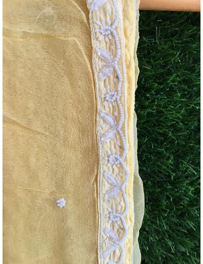 Chhangamal Hand Embroidered Yellow Colour Modal Chikankari Suit Piece