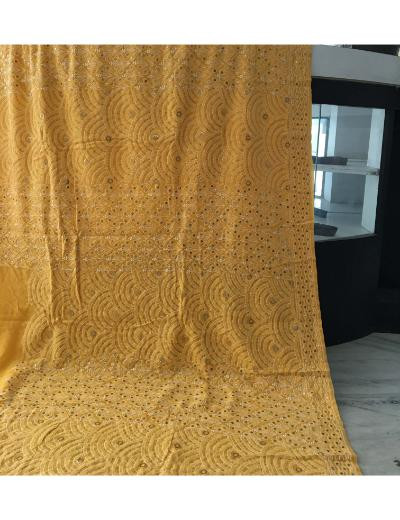 Chhangamal Hand Embroidered Yellow Colour Pure Georgette  Chikankari Saree Piece