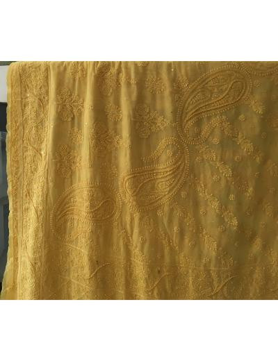 Chhangamal Hand Embroidered Yellow Colour Pure Georgette Chikankari Saree