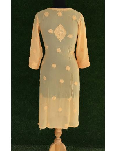 Chhangamal Hand Embroidered Yellown Colour Pure Georgette Chikankari  Kurti