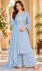 Chhangamal Hand-Embroidered Blue Pure Georgette Chikankari Stitched Suit Set