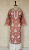 Chhangamal Hand-Embroidered Dusty Rose Cotton Chikankari Kurti