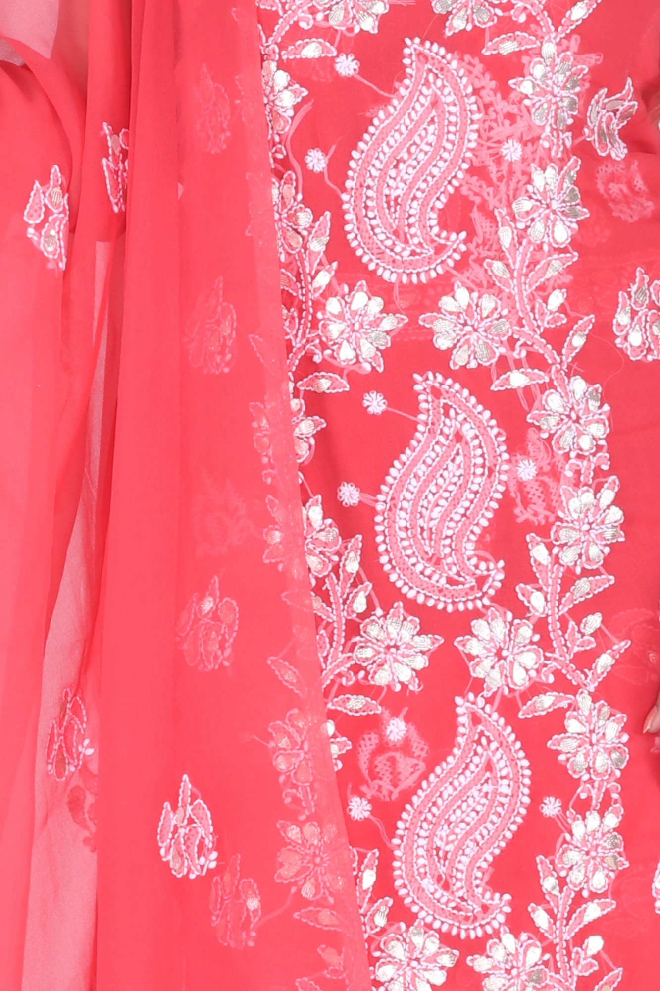 Crimson Red Semi Georgette Suit Length