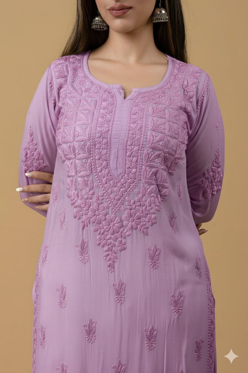 Purple Modal Chikankari Kurta