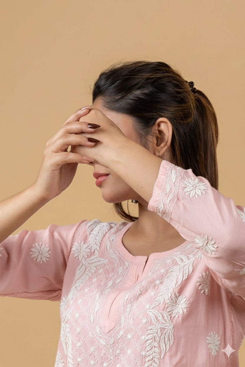Peach Muslin Chikankari Short Top