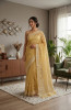 Mastard Yellow  Chanderi Hand Embroidered Chikankari Saree I Rohia By Chhangamal