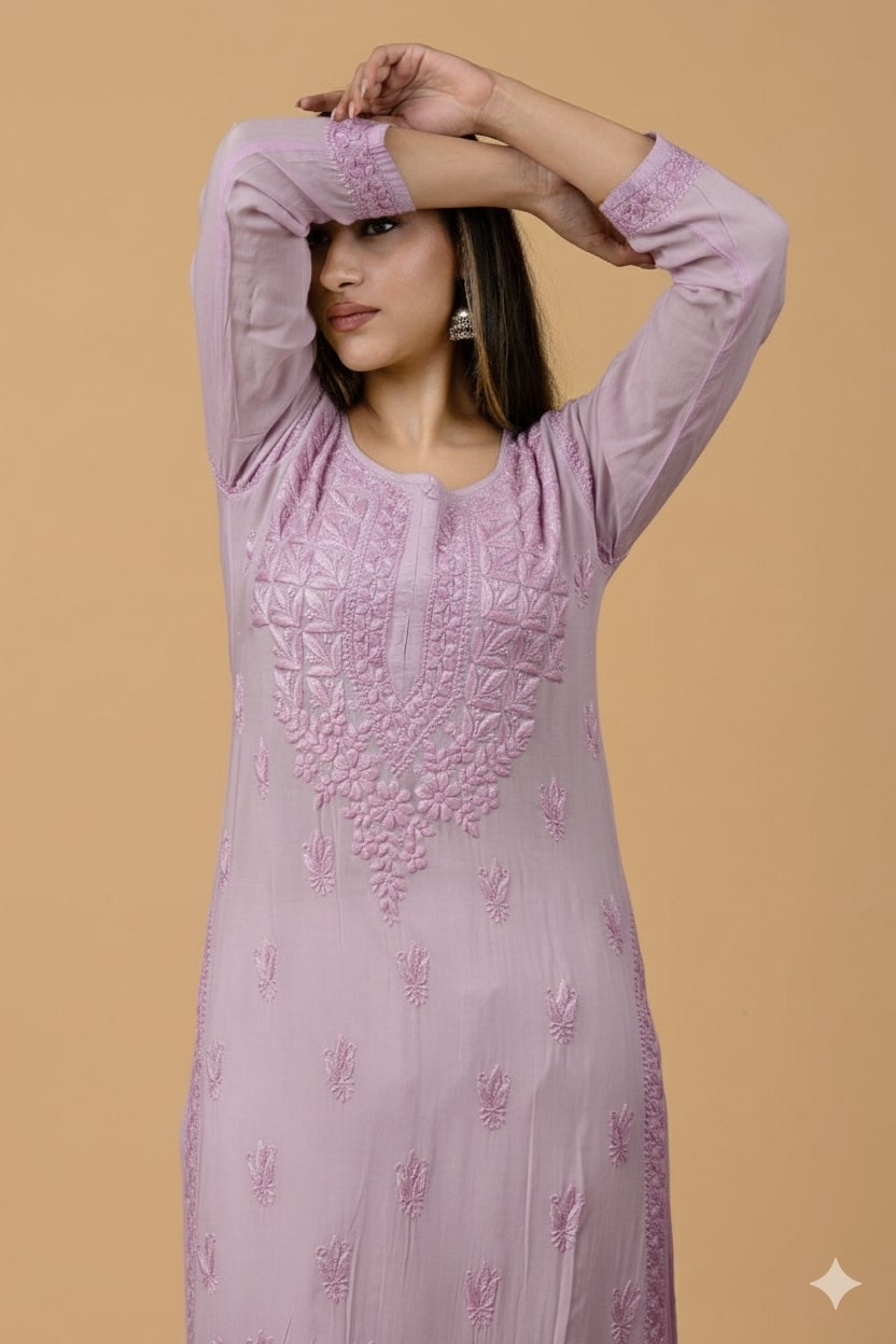 Purple Modal Chikankari Kurta