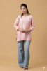 Peach Muslin Chikankari Short Top