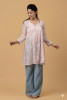 Peach Pink Mul Chanderi Chikankari Short Top