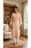 Peach Pink Cotton  Hand Embroidered Chikankari Kurti