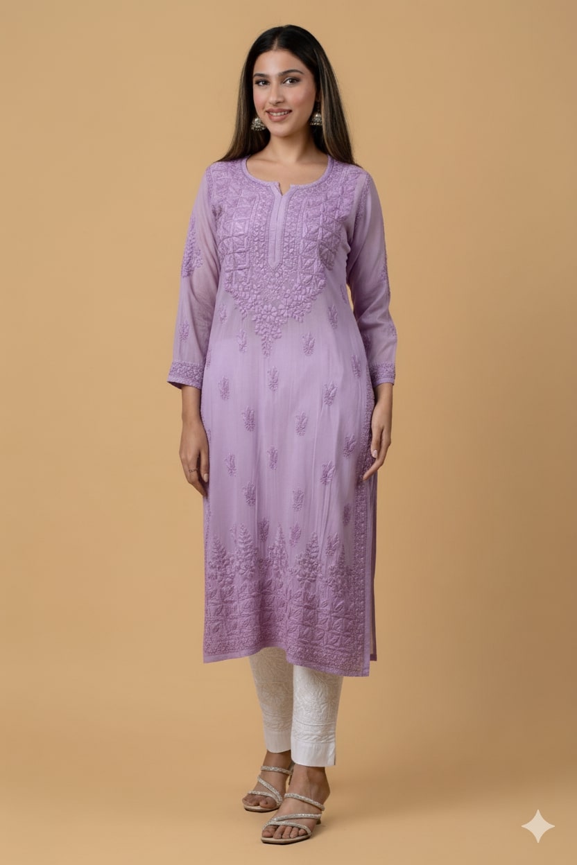 Purple Modal Chikankari Kurta