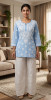 Light Blue Cotton Hand Embroidered Lucknowi Chikankari Short Top | Rohia By Chhangamal
