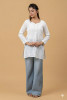 White Mul Chanderi Chikankari Short Top