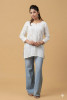 White Muslin Chikankari Short Top