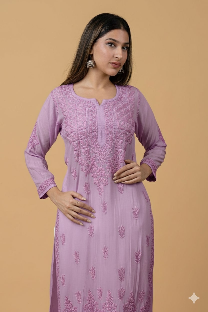 Purple Modal Chikankari Kurta