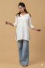 White Chanderi Chikankari Short Top