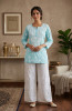 Green Cotton Hand Embroidered Chikankari Short Top | Rohia By Chhangamal